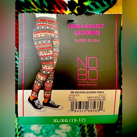 NoBo Junior XL (15-17) SOFT Micro Fleece Gingerbread Women Christmas Legging NWT - Picture 2 of 4